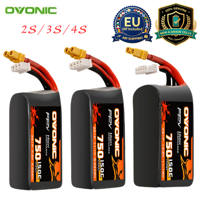 Drone Racing Battery - แบตเตอรี่ลิโพ HOT OVONIC 150C 750mAh 7.4V/11.1V/14.8V